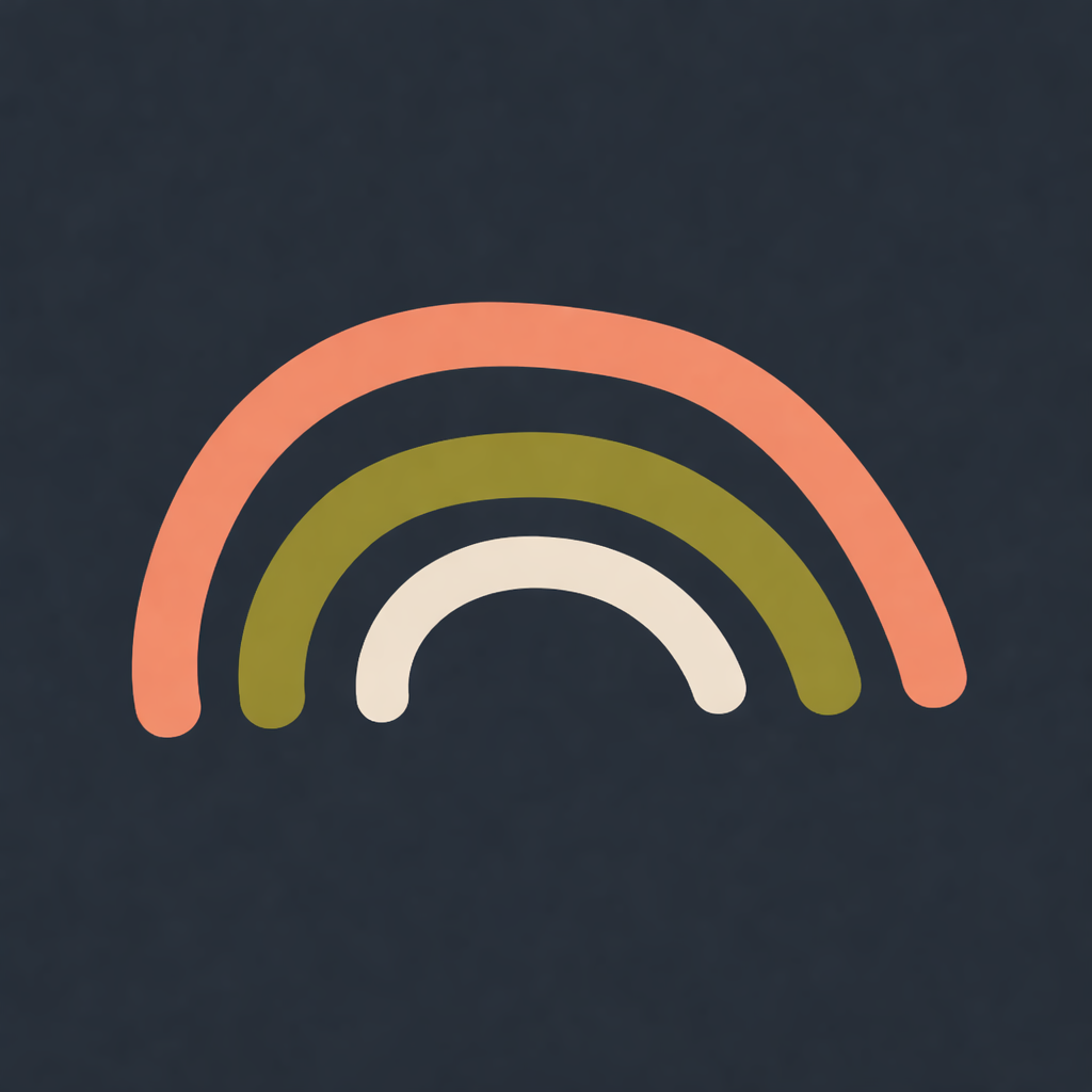 Minimal rainbow graphic in Nomad Halo brand colors